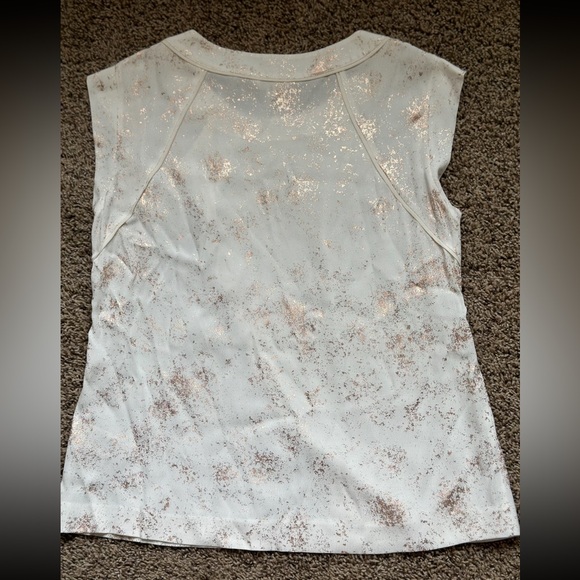 Rebecca Taylor White Gold Metallic Blouse Top Size 4 - Picture 3 of 3